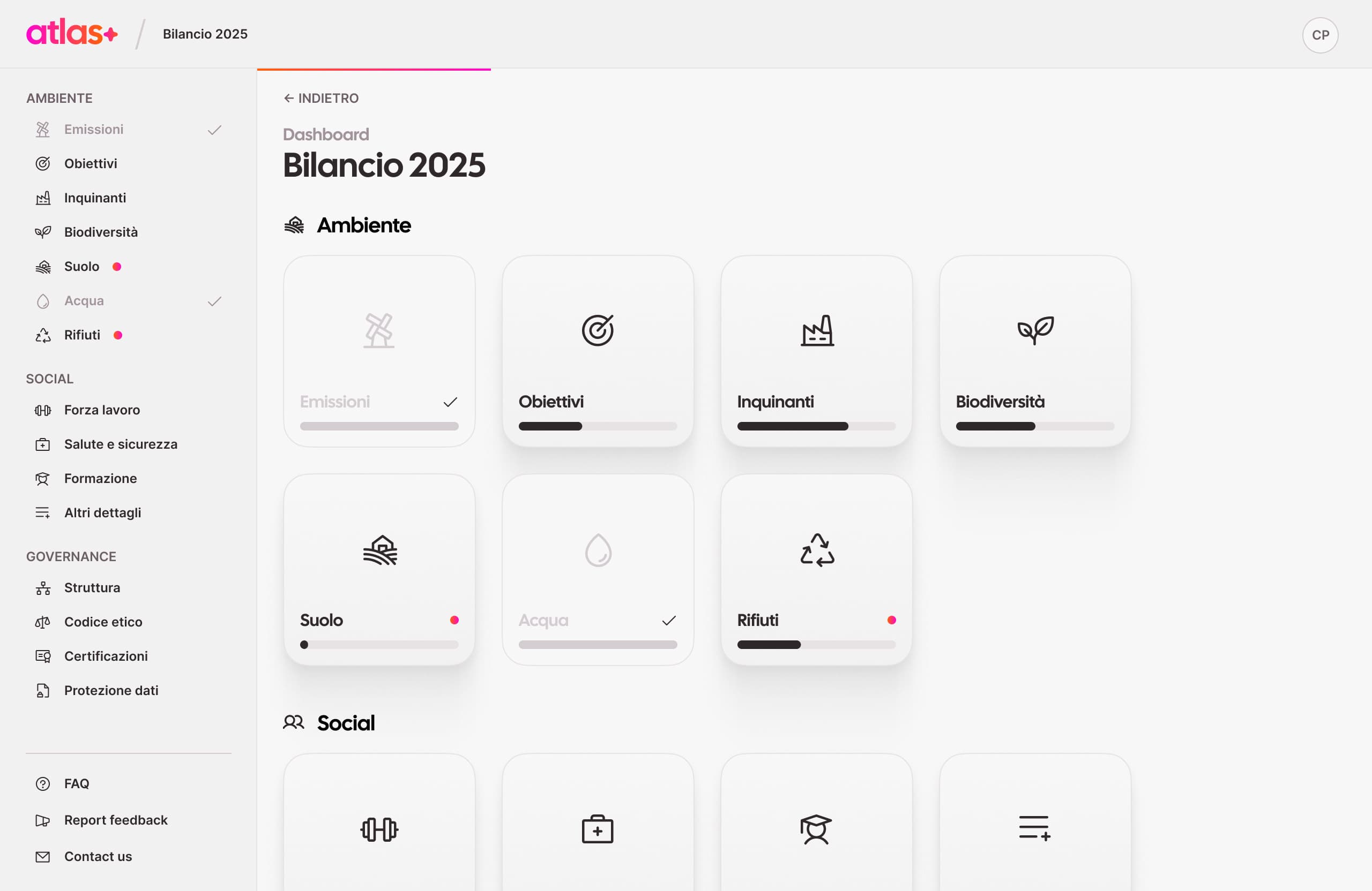 Atlas+ — interfaccia di raccolta dati ESG